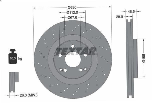 1X Brake Disc Textar 92119805 for Mercedes-Benz SLK (R171) 3 2005-2011 gallery