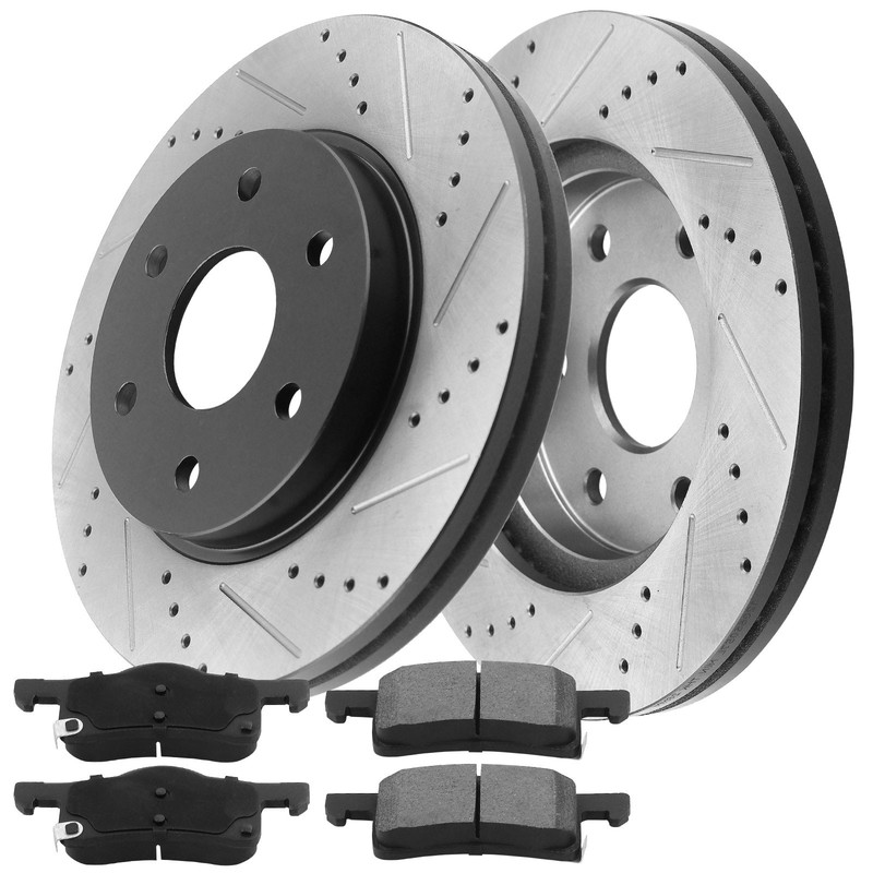 For Chevrolet Traverse Buick Enclave Brake Rotors and Brake Pads Rear 6 Lugs