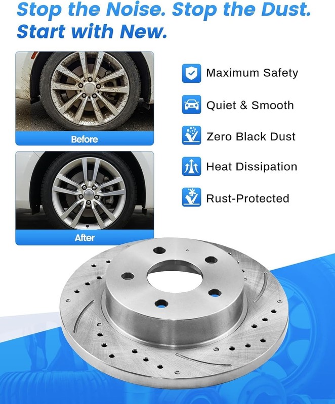 Front+Rear Drilled Rotor+Brake Pad for Jeep Grand Cherokee 11-18 Dodge Durango gallery