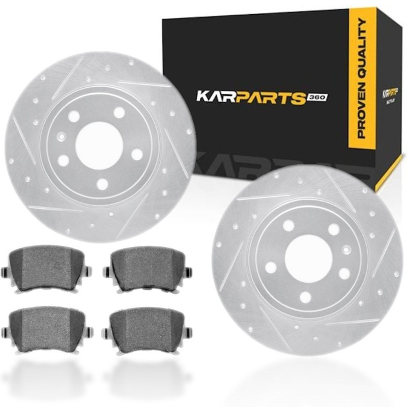 For Audi A4/A4 Quattro 2005-2009 Rotor Set | Silver | Drilled and Slotted