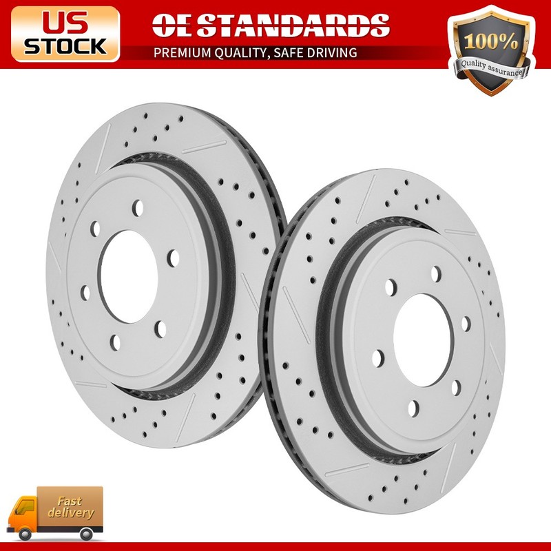 336mm Rear Disc Drilled Brake Rotors for Ford F-150 w/ Electric Parking Brake