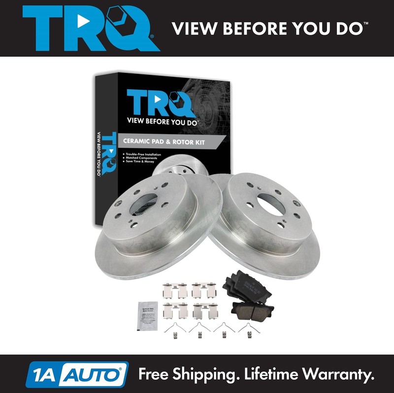 TRQ Rear Brake Pad & Rotor Kit Ceramic For 09-13 Matrix 09-10 Vibe