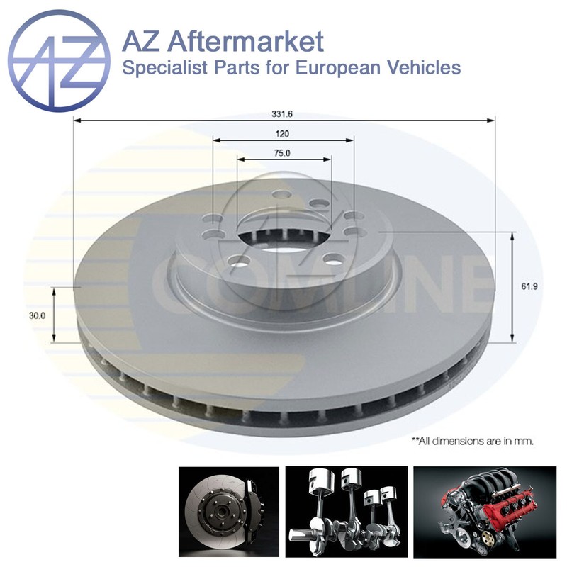 Fits BMW X5 2000-2006 X3 2006-2011 3.0 D 4.4 AZ Front Brake Disc #1