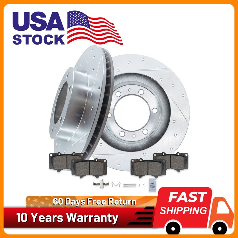 Front Drilled Brake Rotors Ceramic Pads Kit For Toyota Tacoma 4Runner FJ Cruiser