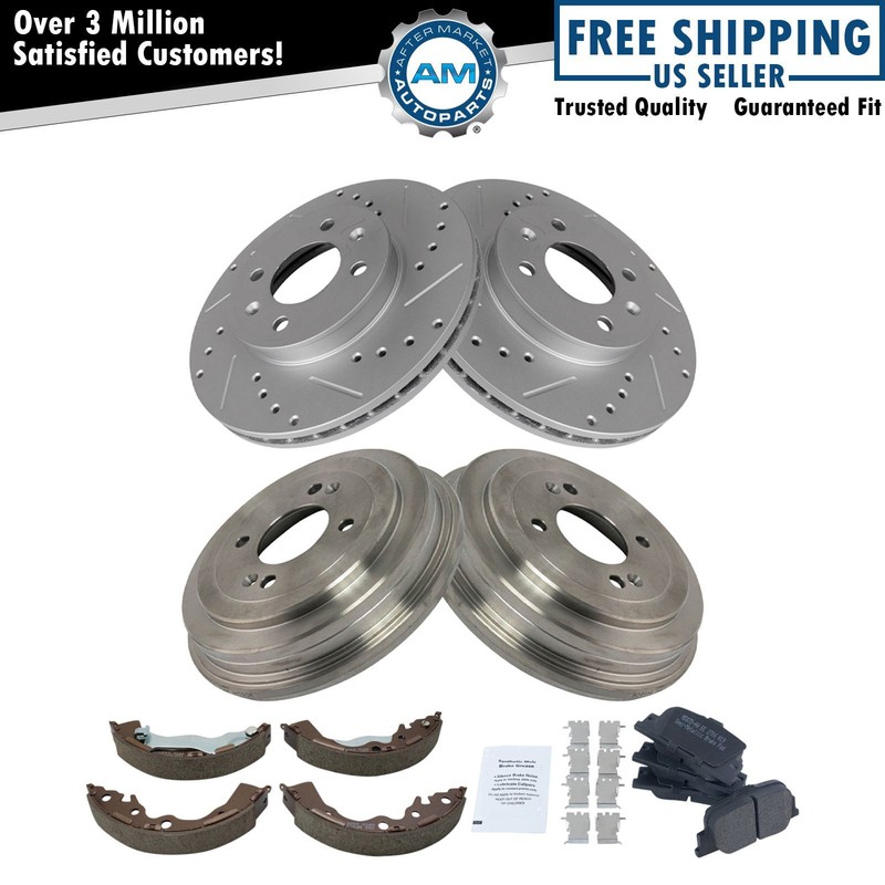 Front & Rear Ceramic Pad Performance Rotor Drum & Brake Shoe Kit for Hyundai