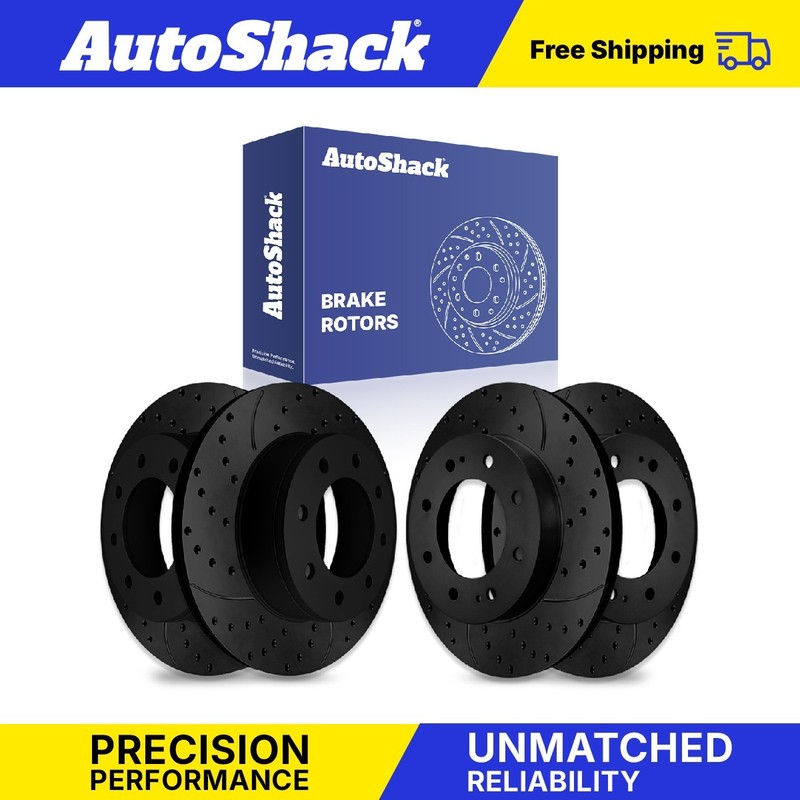 Front Rear Drilled Slotted Brake Rotors Set for Chevy, Silverado 2500 HD 01-06