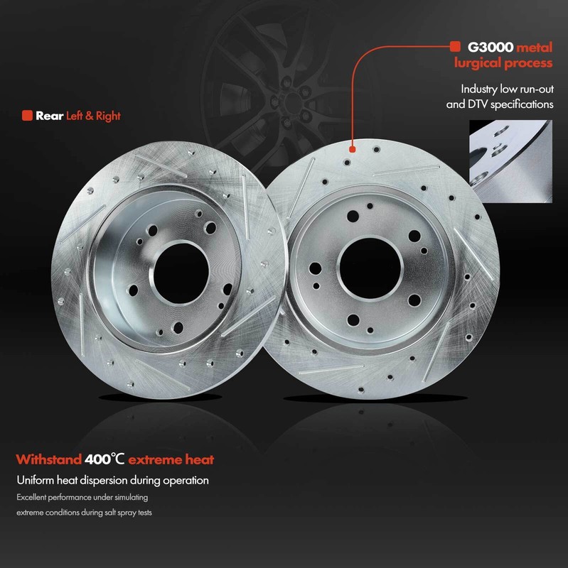 Drilled Rotor & Ceramic Brake Pad for Honda Accord 1998-2002 Civic 04-05 Rear gallery