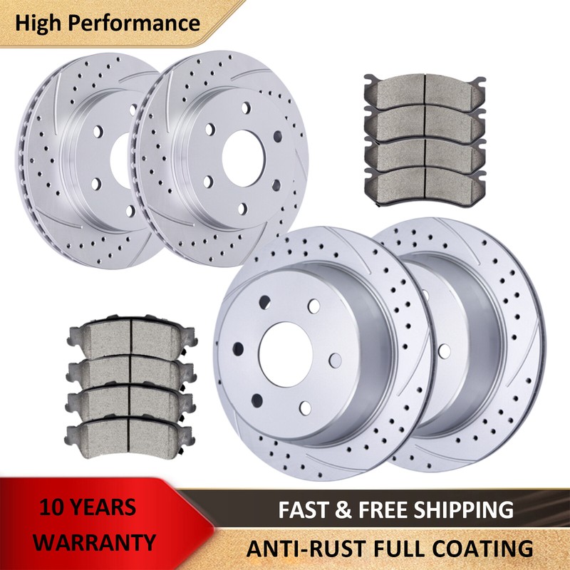 Front & Rear Rotors + Brake Pads for Chevy GMC Sierra Silverado 1500 Yukon Tahoe