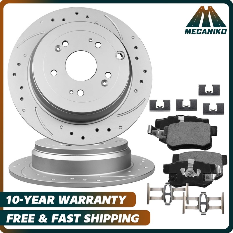 Rear Disc Drilled Brake Rotors Pads Kit for Acura RDX Honda CR-V