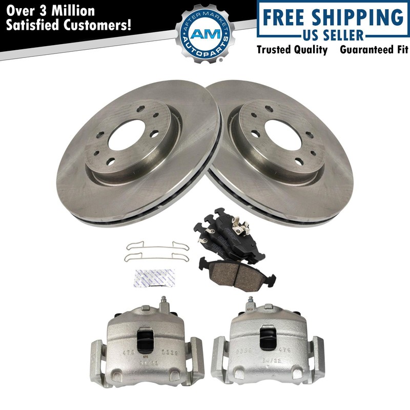Front Brake Calipers Ceramic Pads & Rotors Fits 2012-2017 Fiat 500