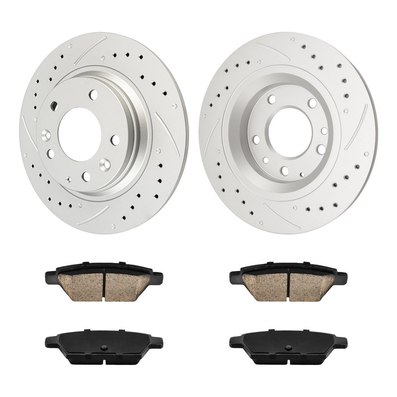 Rear Ceramic Brake Pads and Drilled Slotted Rotors for Ford Fusion Mazda 6 MKZ gallery