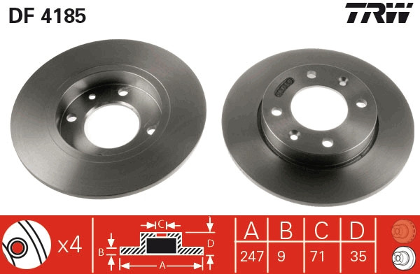 2x Brake Discs Rear Unova Fits Xsara Picasso C4 C2 Berlingo 307 Partner gallery