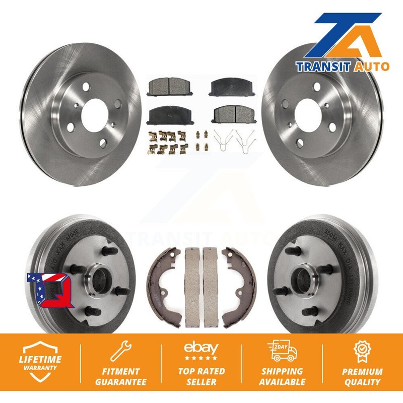 Front Rear Disc Brake Rotors Ceramic Pads And Drum Kit For Toyota Tercel Paseo