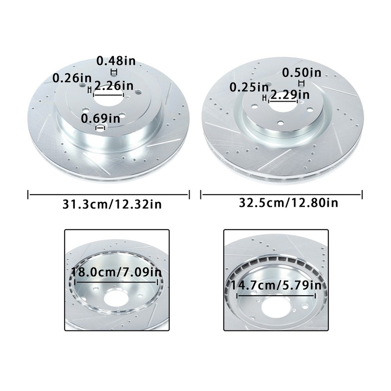 LABLT Front & Rear Drilled Rotors & Brake Pads For Subaru Impreza WRX STI 08-14 gallery