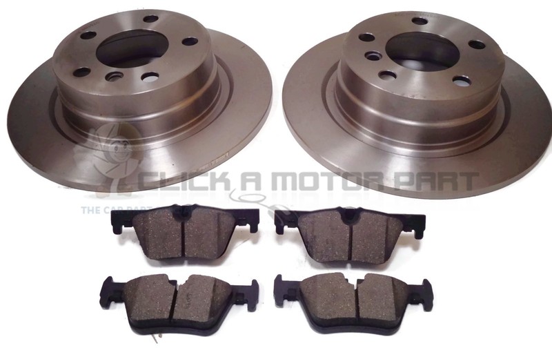 BMW 2 Series 218d 218i F22 F23 15-21 Rear 2 Brake Discs & Pads (Solid Discs)