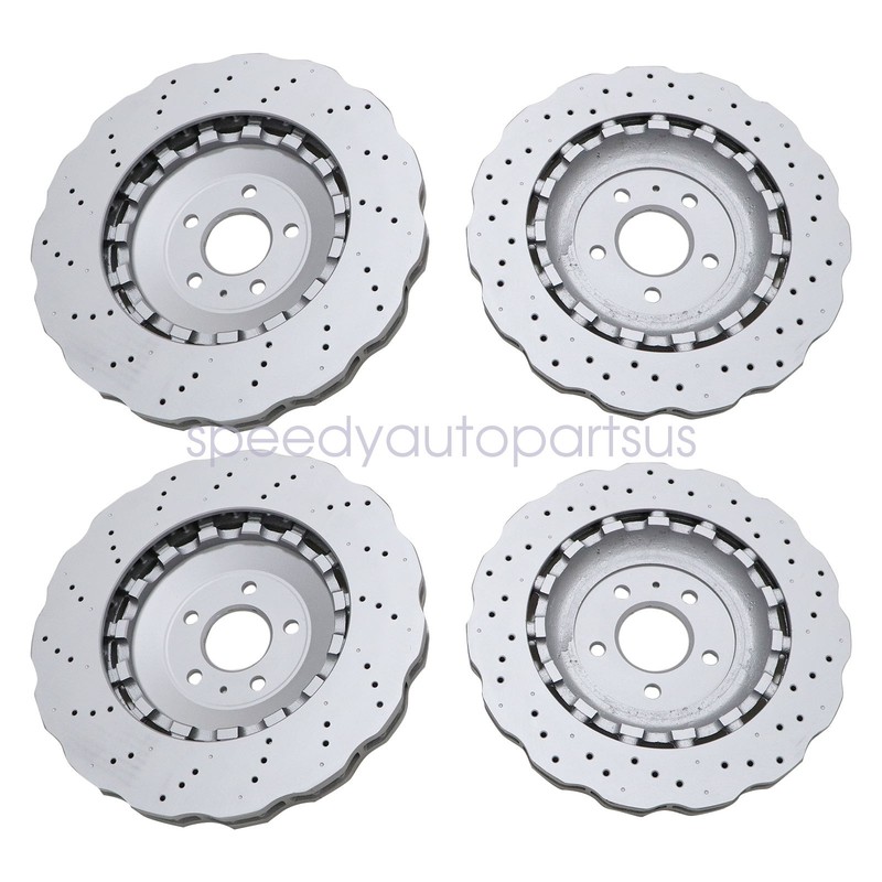 Front & Rear Vented Drilled Dimpled Disc Brake Rotors For RS7 2014 2015 2016 gallery
