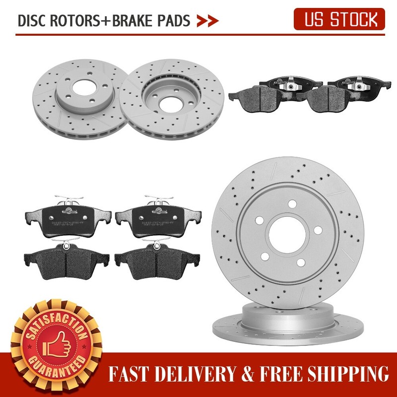 Front Rear Disc Brake Rotors + Ceramic Pads for 2012 2013 2014 – 2018 Ford Focus