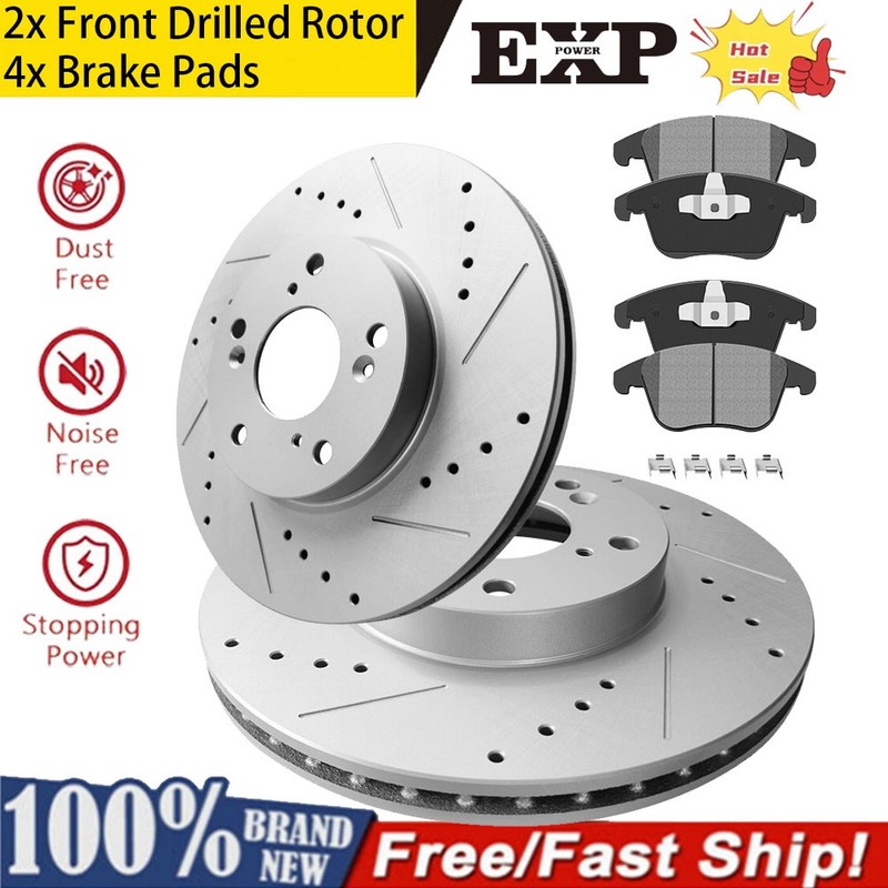 12.64 inch Front Drilled Rotors Brake Pads for Chevy Equinox Impala GMC Terrain