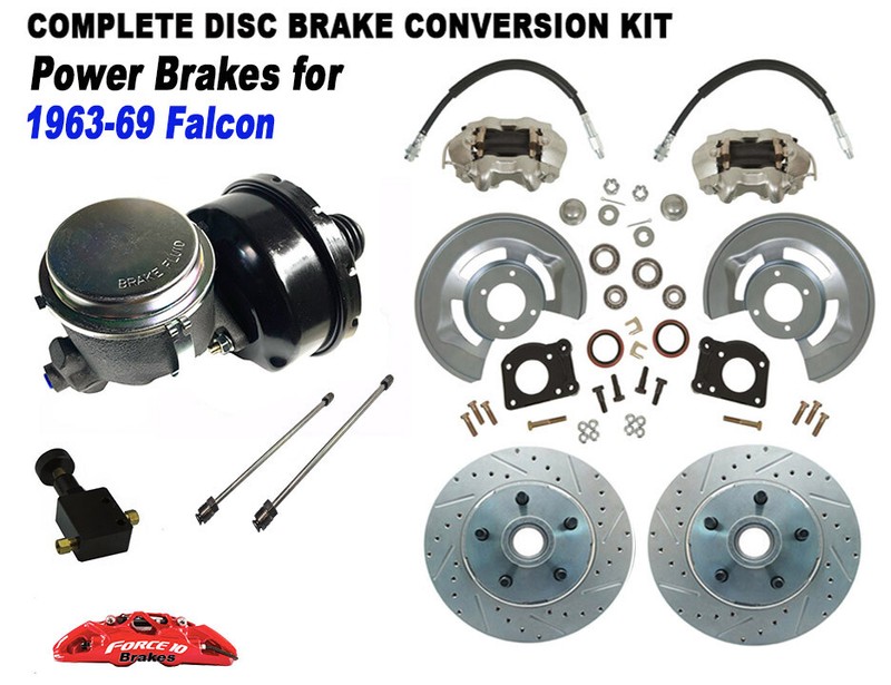 1963-69 Falcon Power Front Disc Brake conversion kit w/ drilled rotors