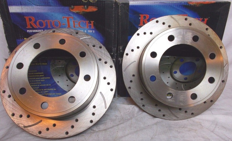Roto-Tech Cross Drilled Slotted LH RH Set Pair Rear Brake Rotor Fits Ford