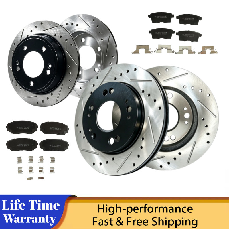 Front Rear Drilled & Slotted Rotors Pads Kit for 2007 2008 2009-2015 Mazda CX-9