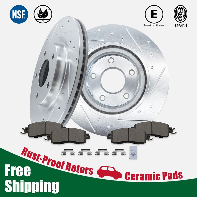 Rear Drilled Disc brakes and rotors Ceramic Pads Kit for Nissan Altima 2013 All