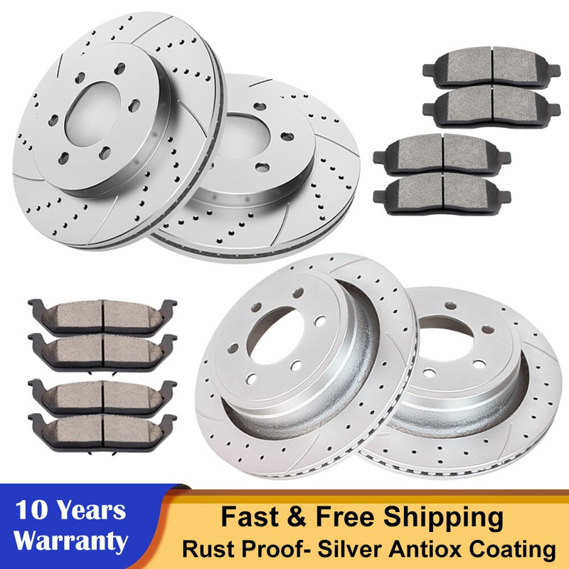 4WD Front Rear Brake Rotors + Ceramic Brake Pads for Ford F-150 Lincoln Mark LT
