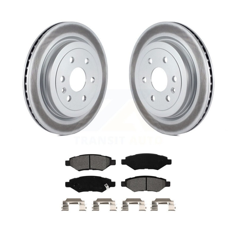 Coated Disc Brake Rotors & Semi-Metallic Pad Rear Kit For Cadillac SRX Saab 9-4X gallery