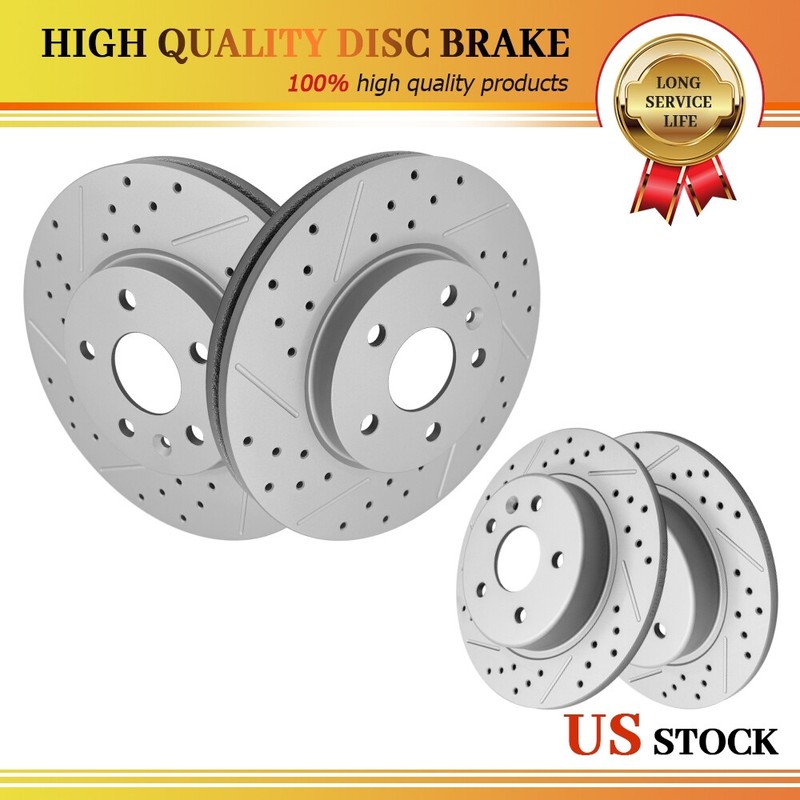 276mm Front & 264mm Rear Drilled Slotted Rotors for Chevrolet Bolt EV Cruze Volt