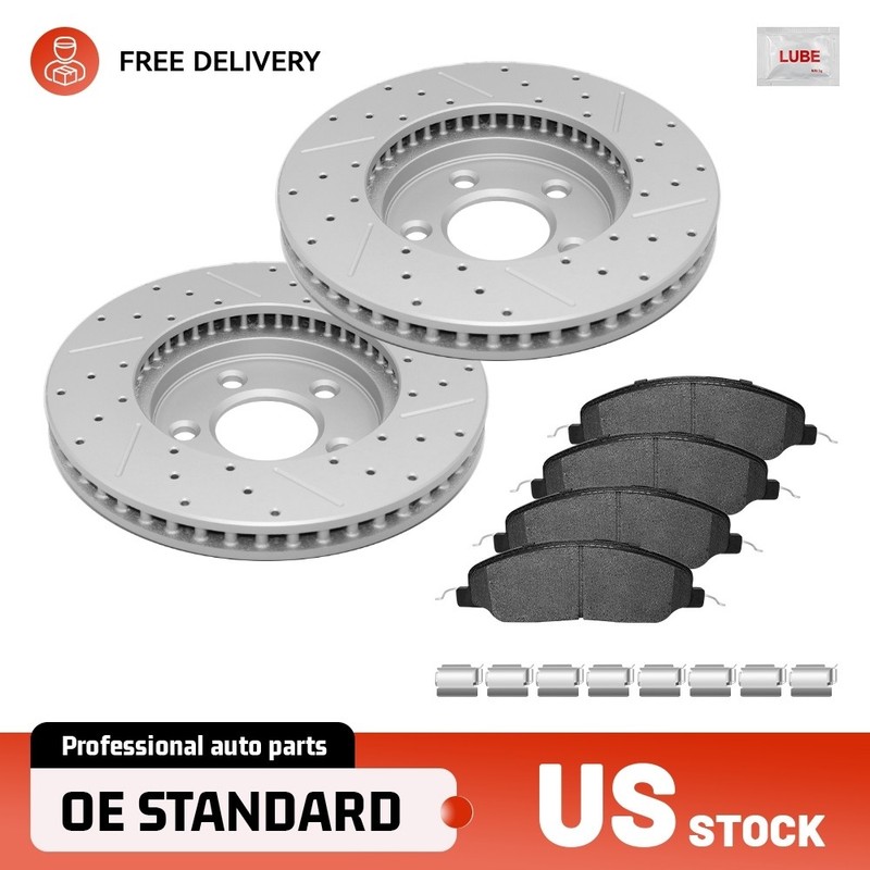 Front Drilled Brake Rotors+Ceramic Pads for Ford Mustang 2005-2010 Base V6 4.0L