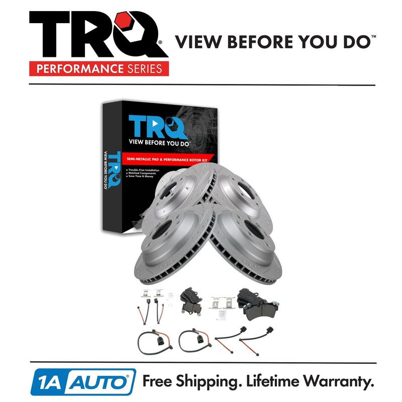 TRQ Front & Rear Brake Pad & Rotor Kit Front & Rear Fits Audi Porsche Volkswagen
