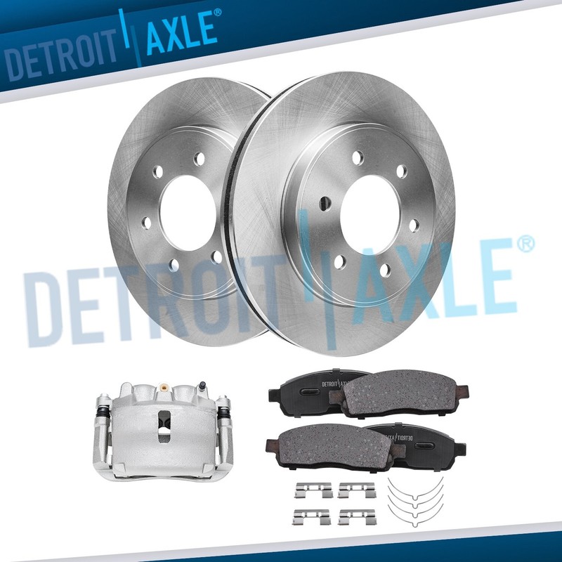 4WD Front Rotors Right Caliper Brake Pads for 2005-08 Ford F-150 Lincoln Mark LT