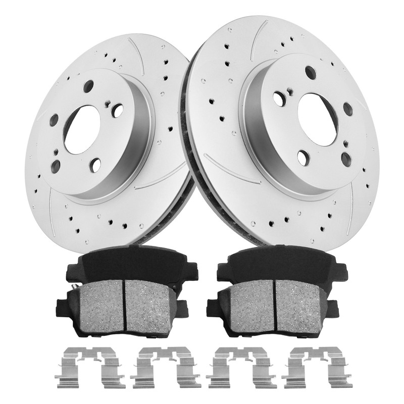 10in Front Disc Rotors Ceramic Brake Pads Kits for 2004-2008 2009 Toyota Prius
