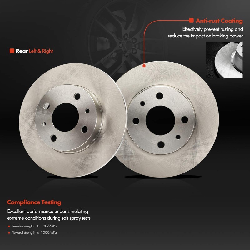 6x Disc Brake Rotors & Ceramic Pads for Fiat 500 2012 2013-2017 2019 Rear Side gallery