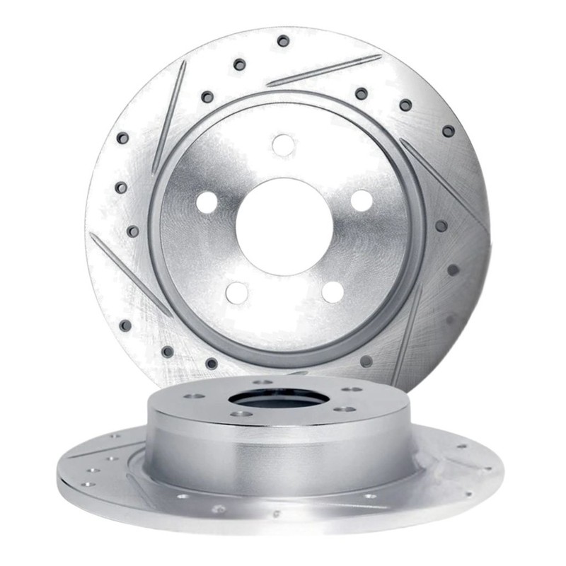For Audi Q5 2013-2017 Rotor Set Rear | Cast Iron | Silver | Drilled and Slotted gallery