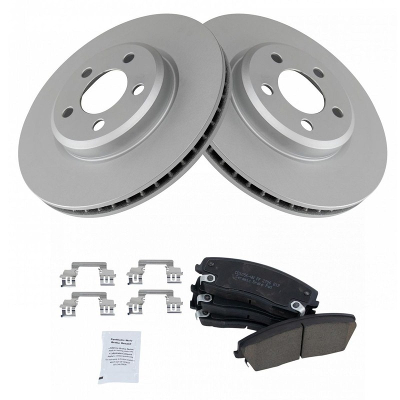 TRQ Front Ceramic Brake Pads & G-Coated Rotors Kit for Chrysler Dodge New gallery