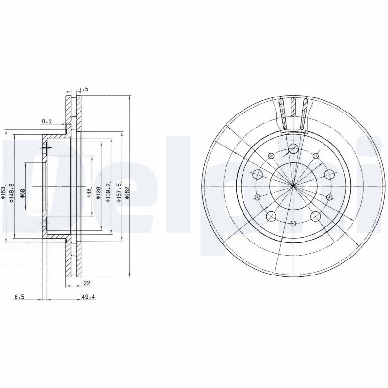 Delphi BG2425 Brake Disc for Volvo