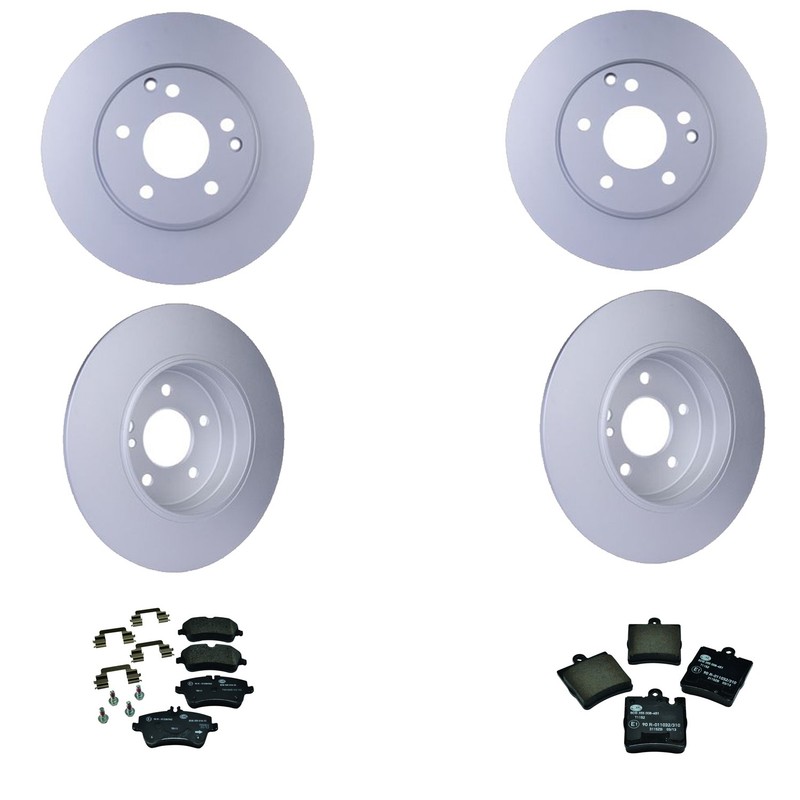 Hella Front Rear Rotors Low-Met Disc Brake Pad Kit For W203 C240 4Matic 2003-05