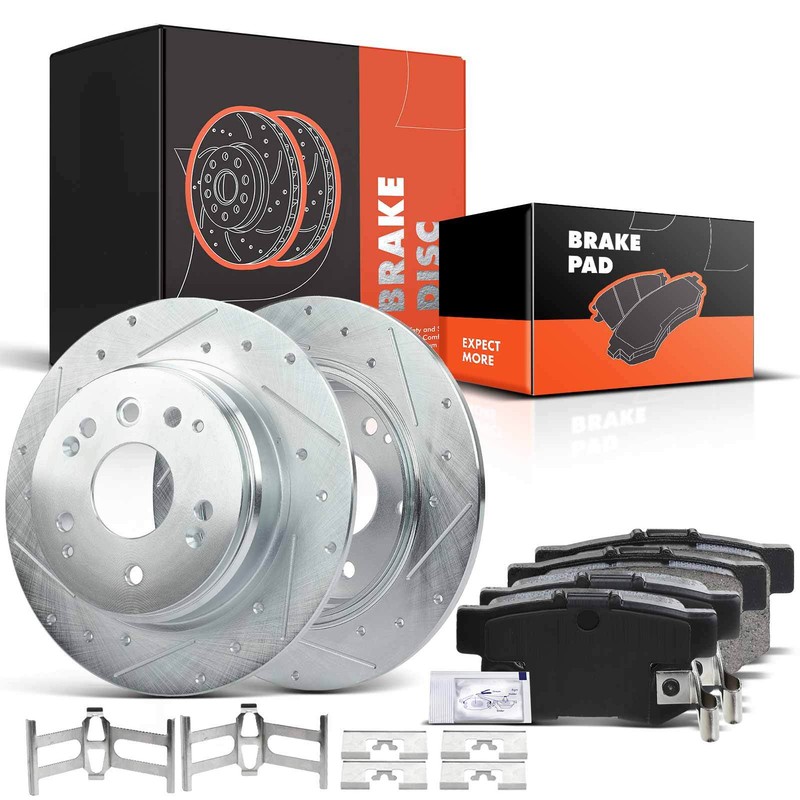 Rear Side Drilled Brake Rotors Ceramic Pad for Acura TL 2004 2005 2006 2007 2008