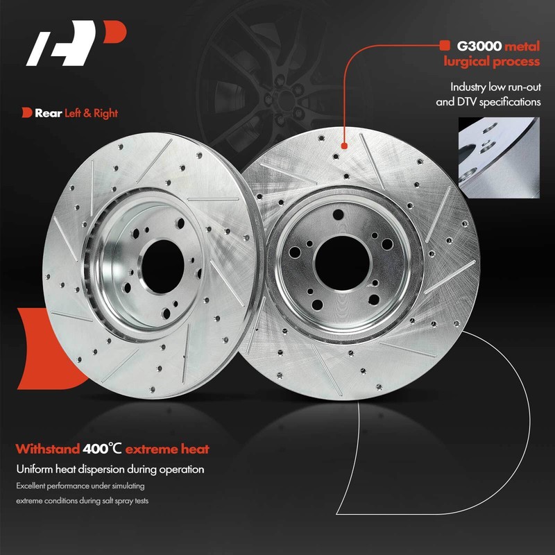 A-Premium Rear Side Drilled Brake Rotors & Ceramic Pads for Acura TL 2004-2008 gallery