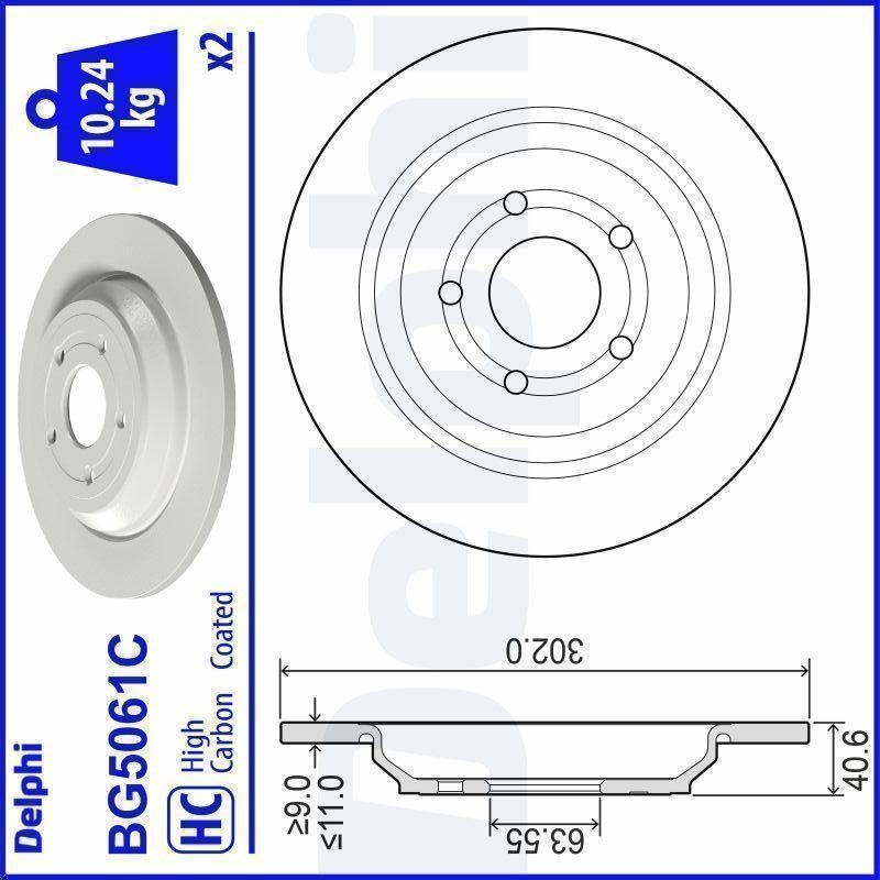 2X brake disc DELPHI BG5061C for Ford Focus III 2.3 2015-2018 gallery