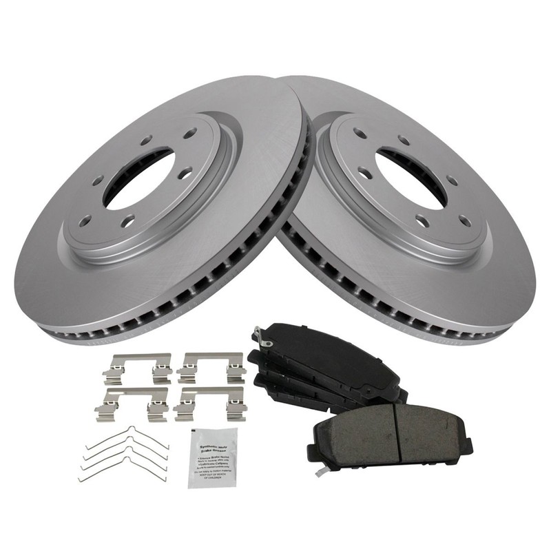 TRQ Front Posi Ceramic Brake Pad & Coated Rotor Kit w/Chemicals gallery