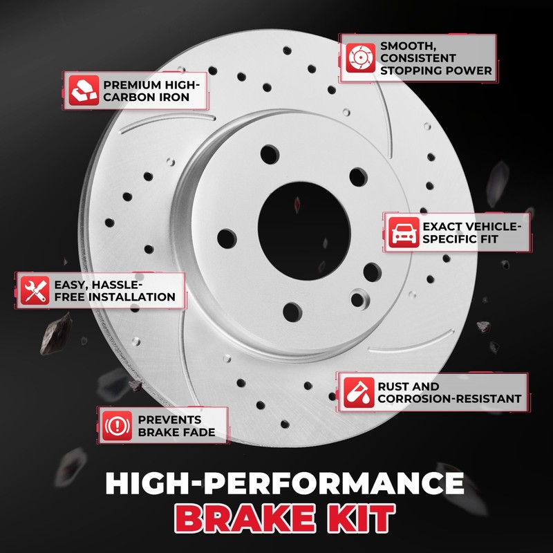 Front Drilled Rotors Calipers + Brake Pads for Ford Expedition F-150 Navigator gallery