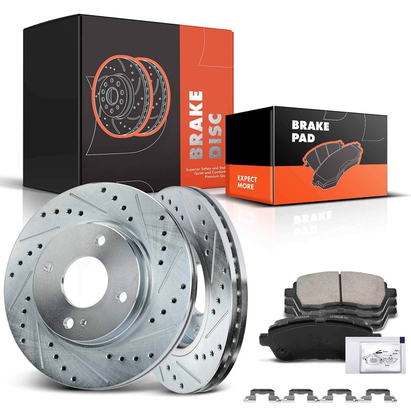 6x Drilled Brake Rotor & Ceramic Brake Pads for Ford Fiesta 2011-2019 Front Side