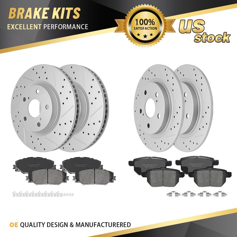 Front Rear Brake Rotors Ceramic Pads w/ Hardware for Pontiac Vibe Toyota Matrix