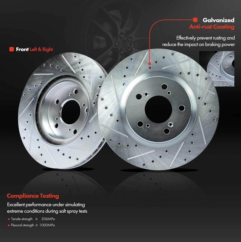 Front & Rear Drilled Brake Rotor & Brake Pad for Acura RL 05-12 V6 3.5L V6 3.7L gallery