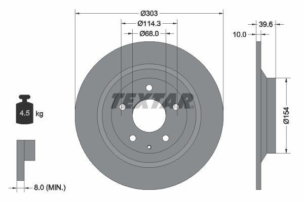 2x Brake Discs Set Rear Solid Coated Fits Mazda CX-30 CX-5 MX-30 TEXTAR 92242703 gallery