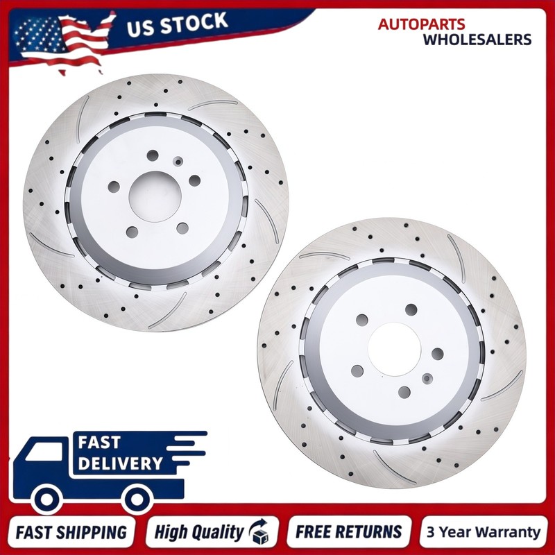 2X Rear Disc Brake Rotors Left＆Right Fits Audi RS7 2014-2018 4.0L V8 4G8615601E gallery