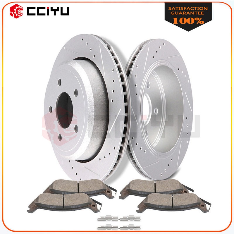 For 03-11 Crown Victoria Grand Marquis Rear Drill Slot Brake Rotors Ceramic Pads