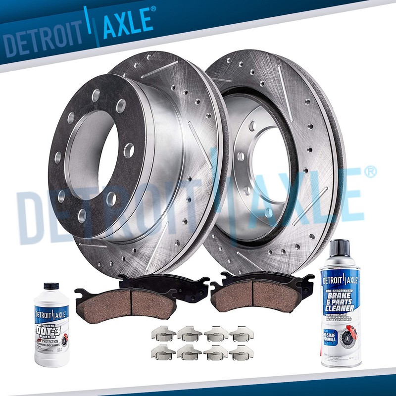 Rear Drilled Brake Rotor Brake Pads for Chevy GMC Silverado Sierra 2500 3500 HD